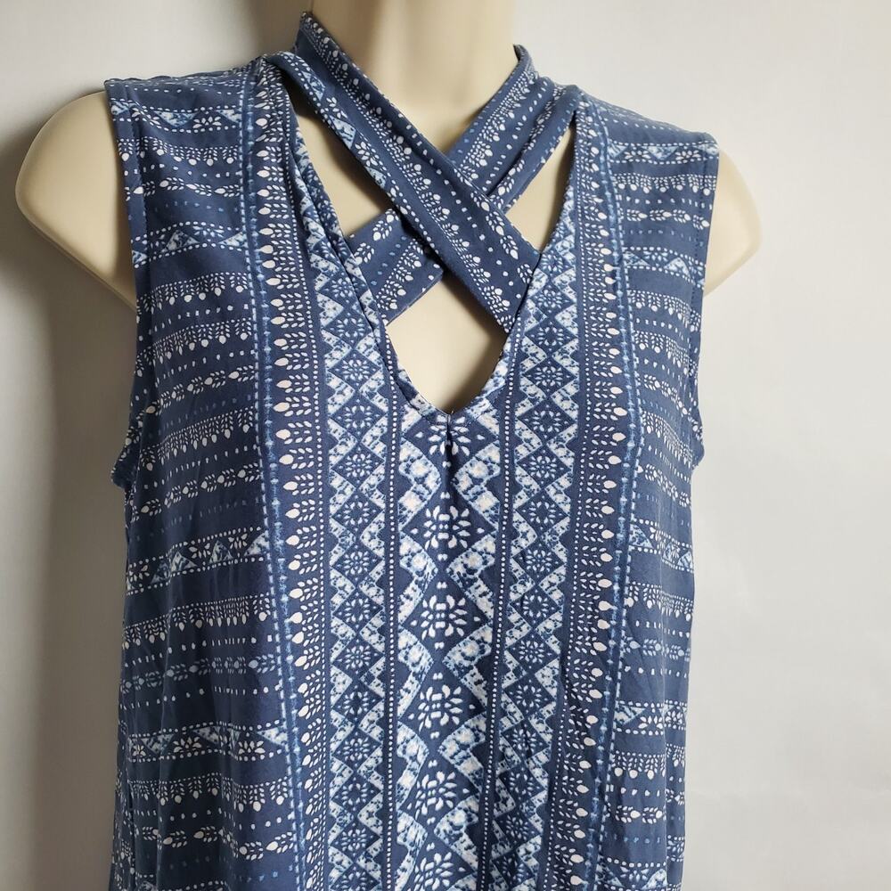 Derek Heart Blue Geometric Print Bodycon Dress Small